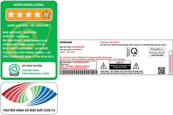 Smart Tivi Neo QLED Samsung AI 8K 85 inch QA85QN900C