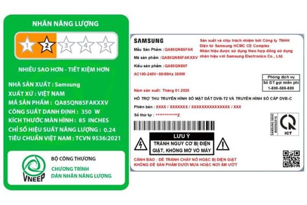 Smart Tivi Neo QLED Samsung AI 4K 85 inch QA85QN85F