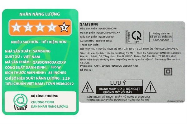 Smart Tivi Neo QLED Samsung AI 4K 85 inch QA85QN90D