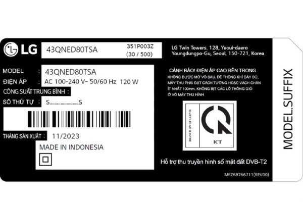 Smart Tivi QNED LG AI 4K 43 inch 43QNED80TSA